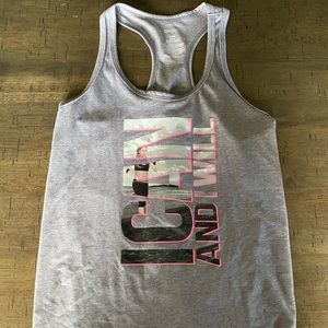 Womens gray racer back tank top